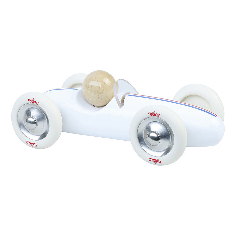 Voiture en bois, Grand prix vintage - Modèle medium blanc