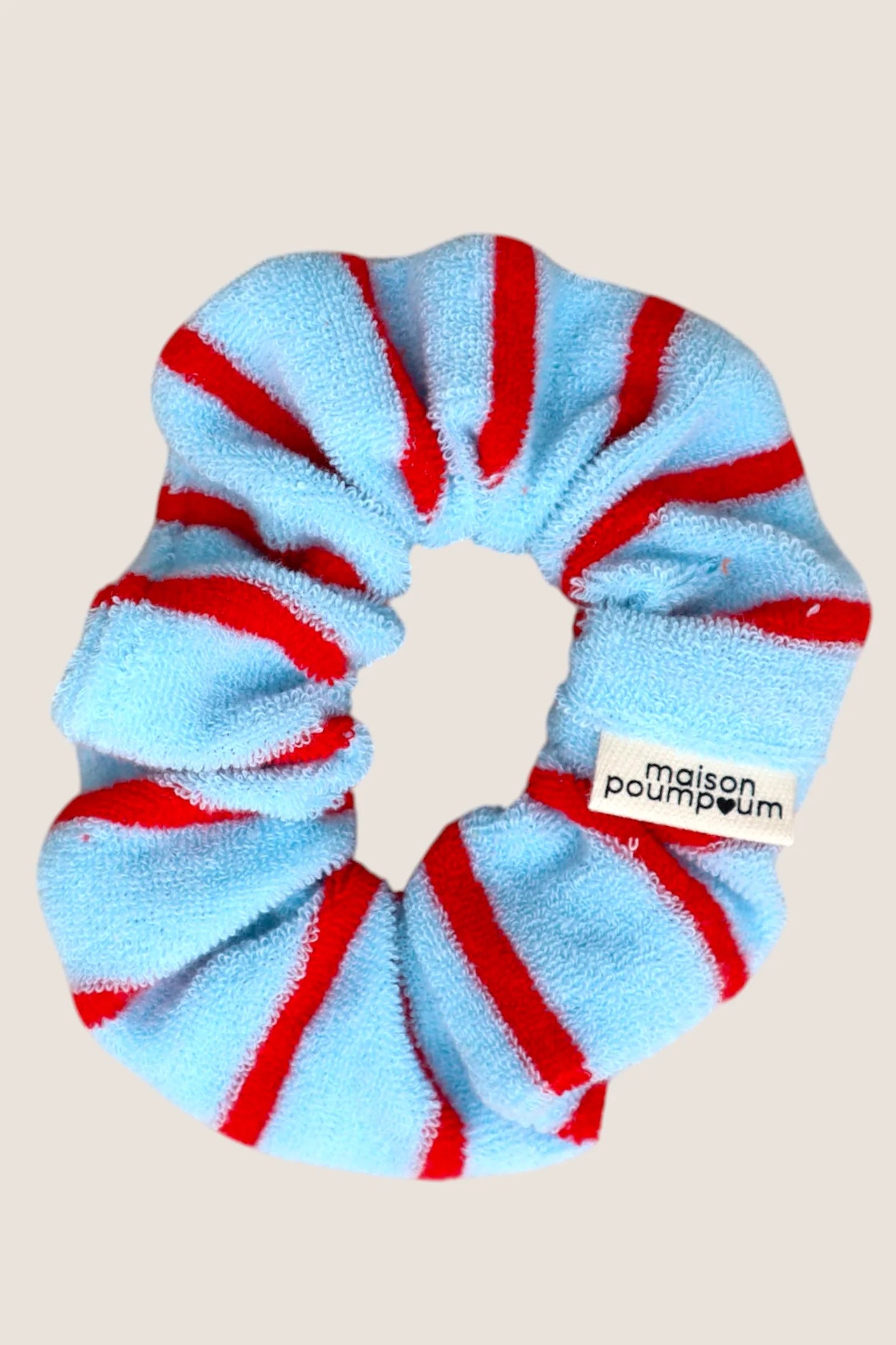 Chouchou éponge rayure bleu&rouge- Maison Poumpoum