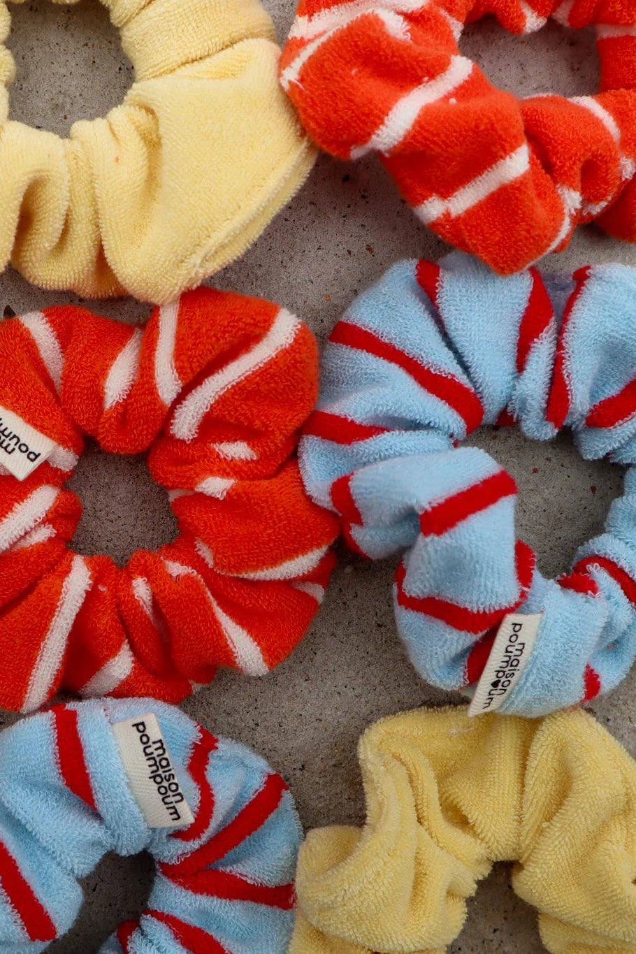 Chouchou éponge rayure bleu&rouge- Maison Poumpoum