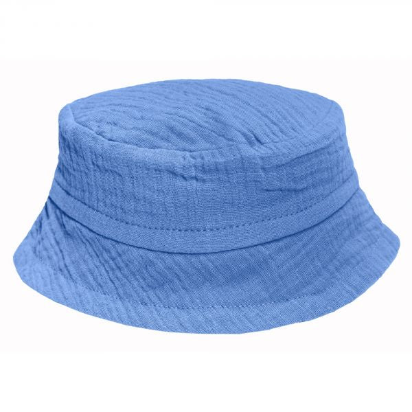 Bob mixte doublé en gaze de coton - Pierre bleu
