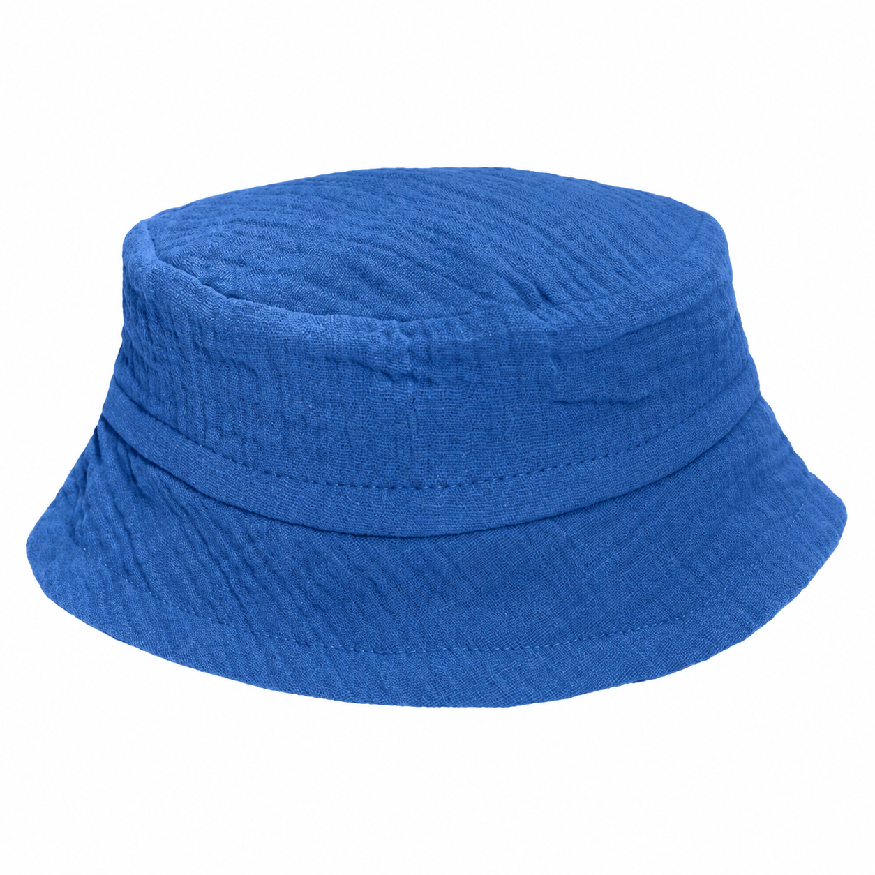 Bob mixte doublé en gaze de coton - Bleu
