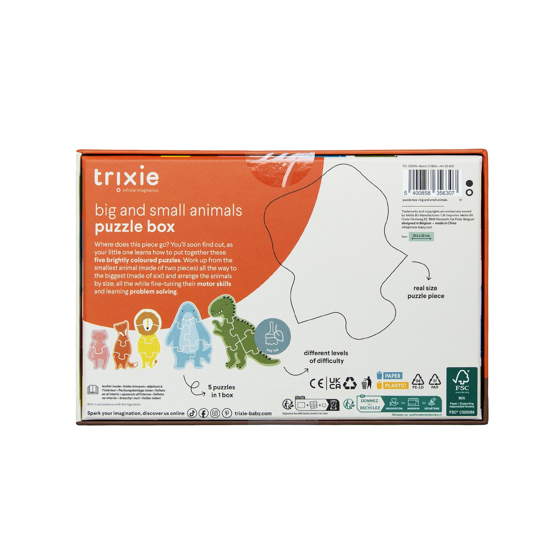 Boîte à puzzle grands et petits animaux