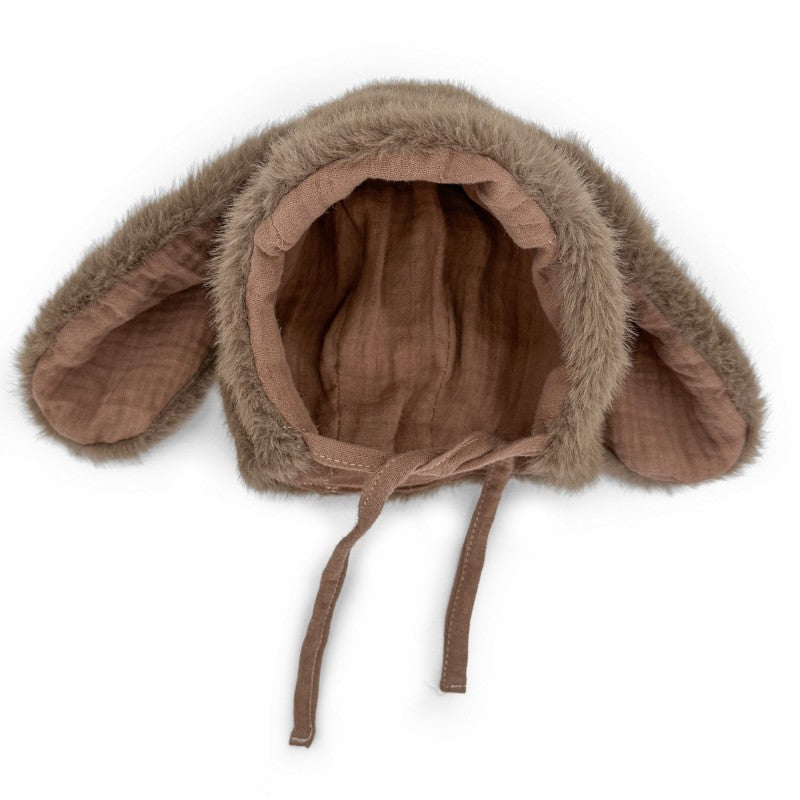 bonnet lapin bébé warmy plushy moka