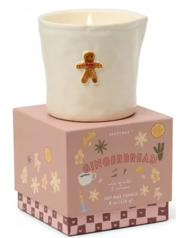 Bougie parfumée en céramique blanche effet imparfait – Pain d’épices