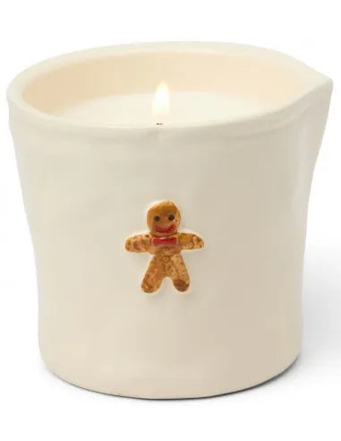 Bougie parfumée en céramique blanche effet imparfait – Pain d’épices
