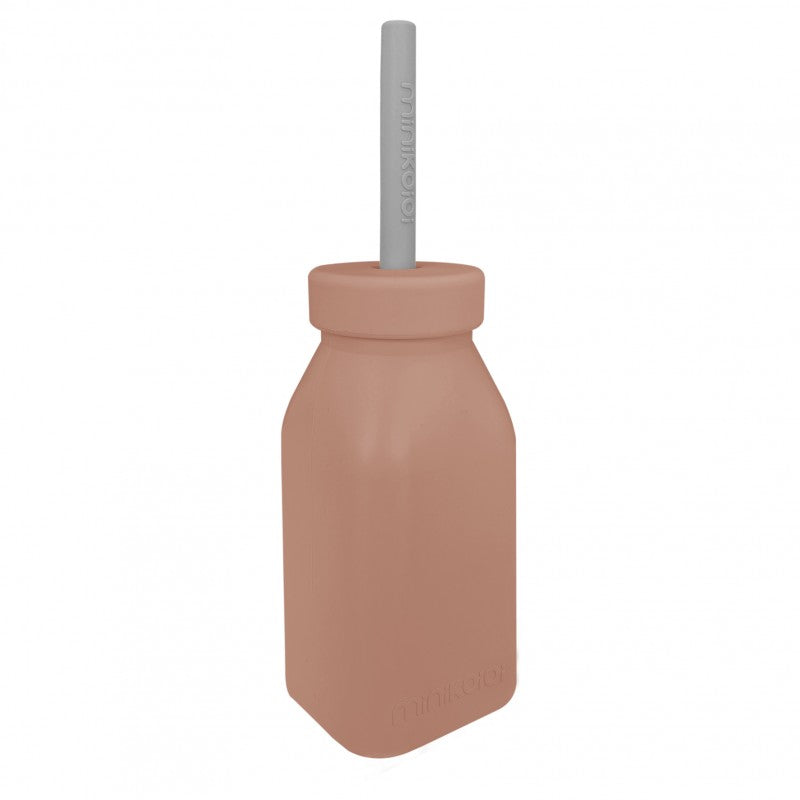 Bouteille d’apprentissage en silicone avec paille