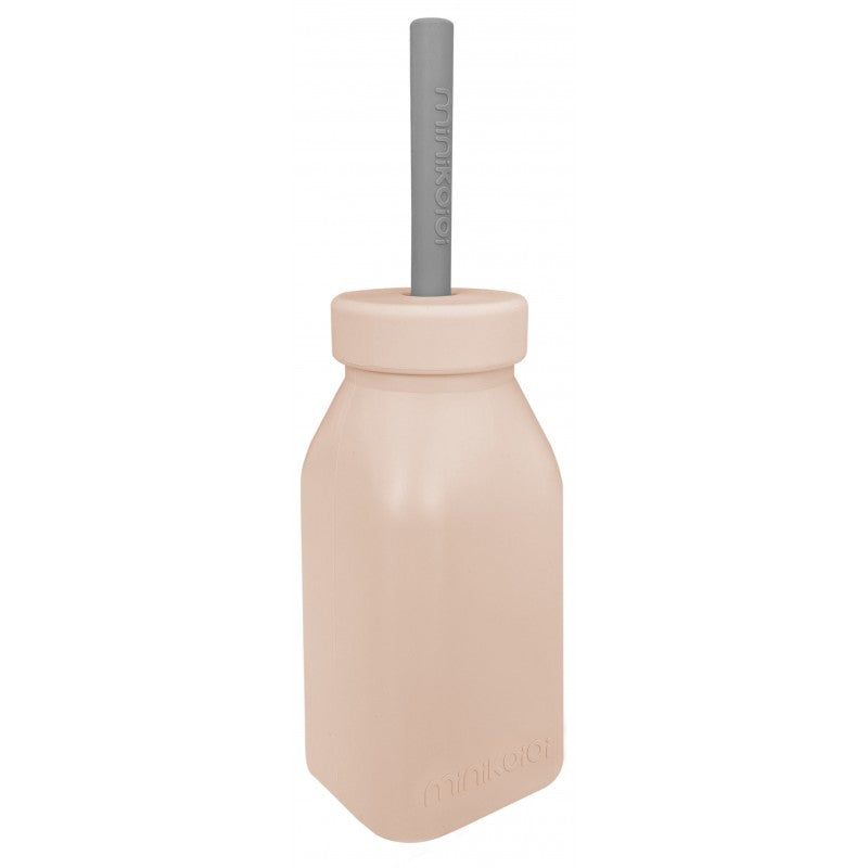 Bouteille d’apprentissage en silicone avec paille