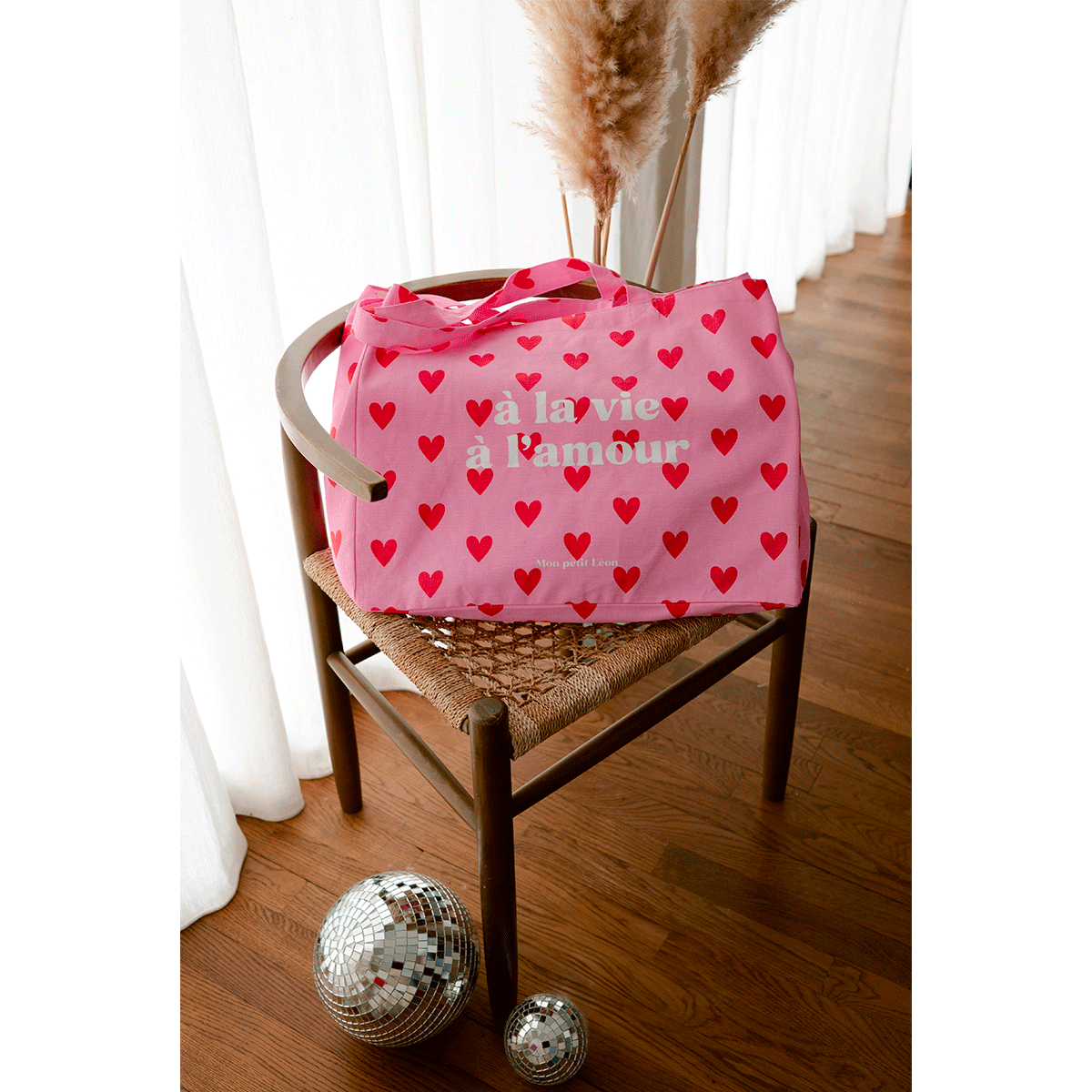 Cabas XXL - Coeurs roses et rouges, A la vie à l'amour