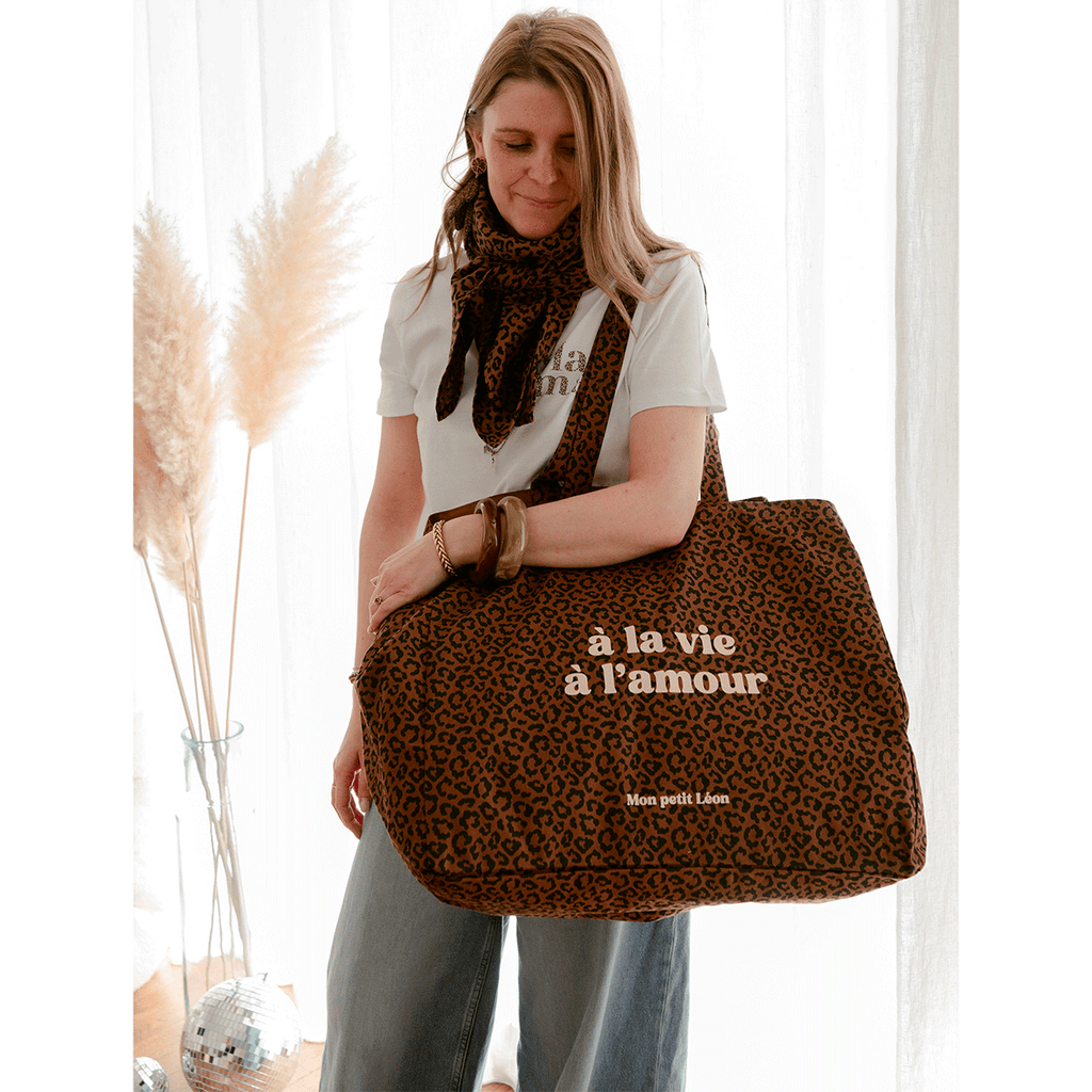 Cabas XXL - Léopard foncé, A la vie à l'amour
