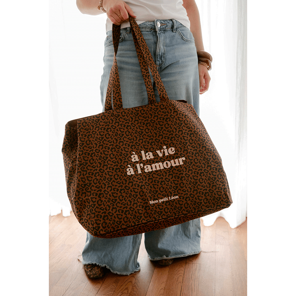 Cabas XXL - Léopard foncé, A la vie à l'amour