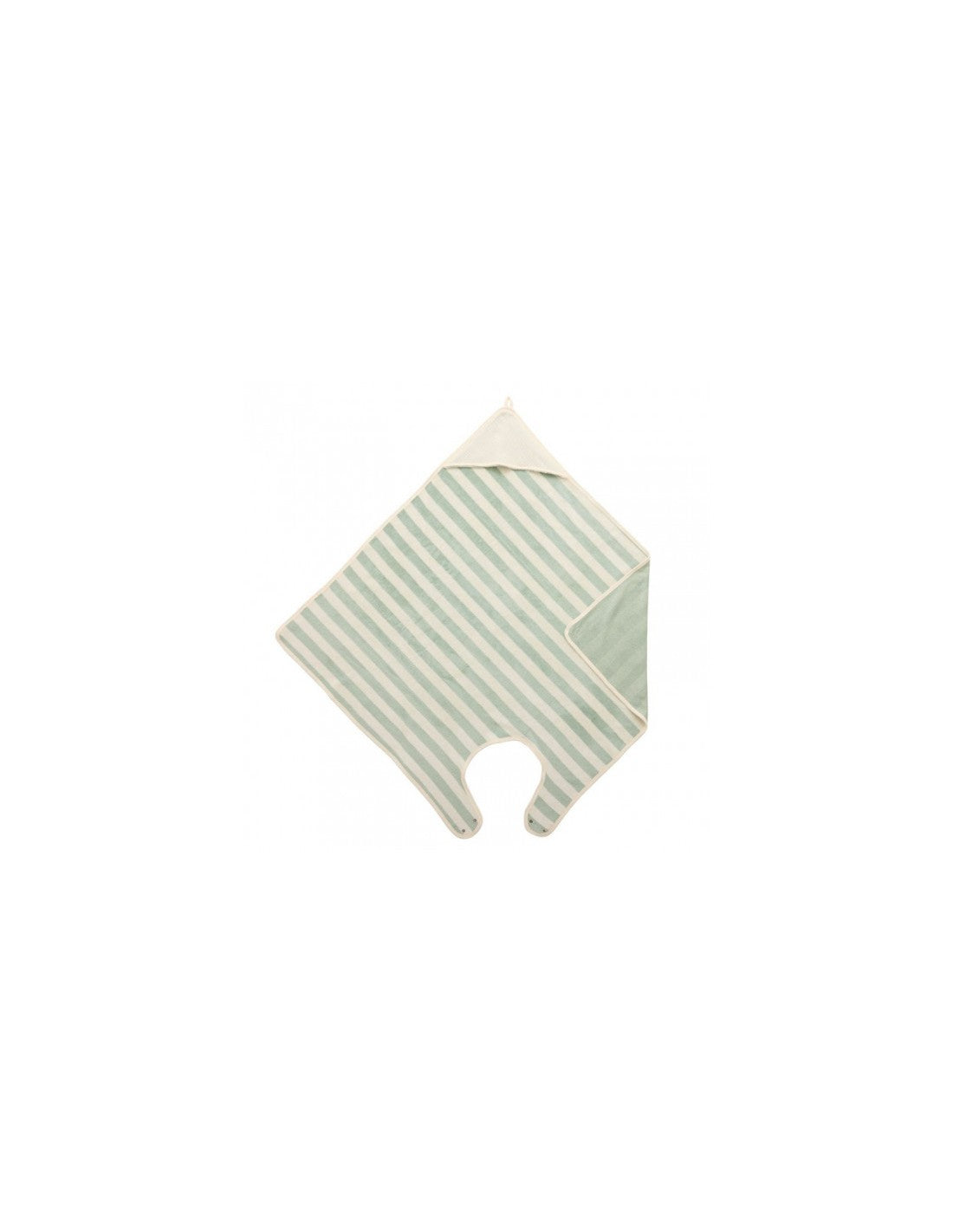 Cape de bain tablier rayée ivoire/vert de gris - BB&Co