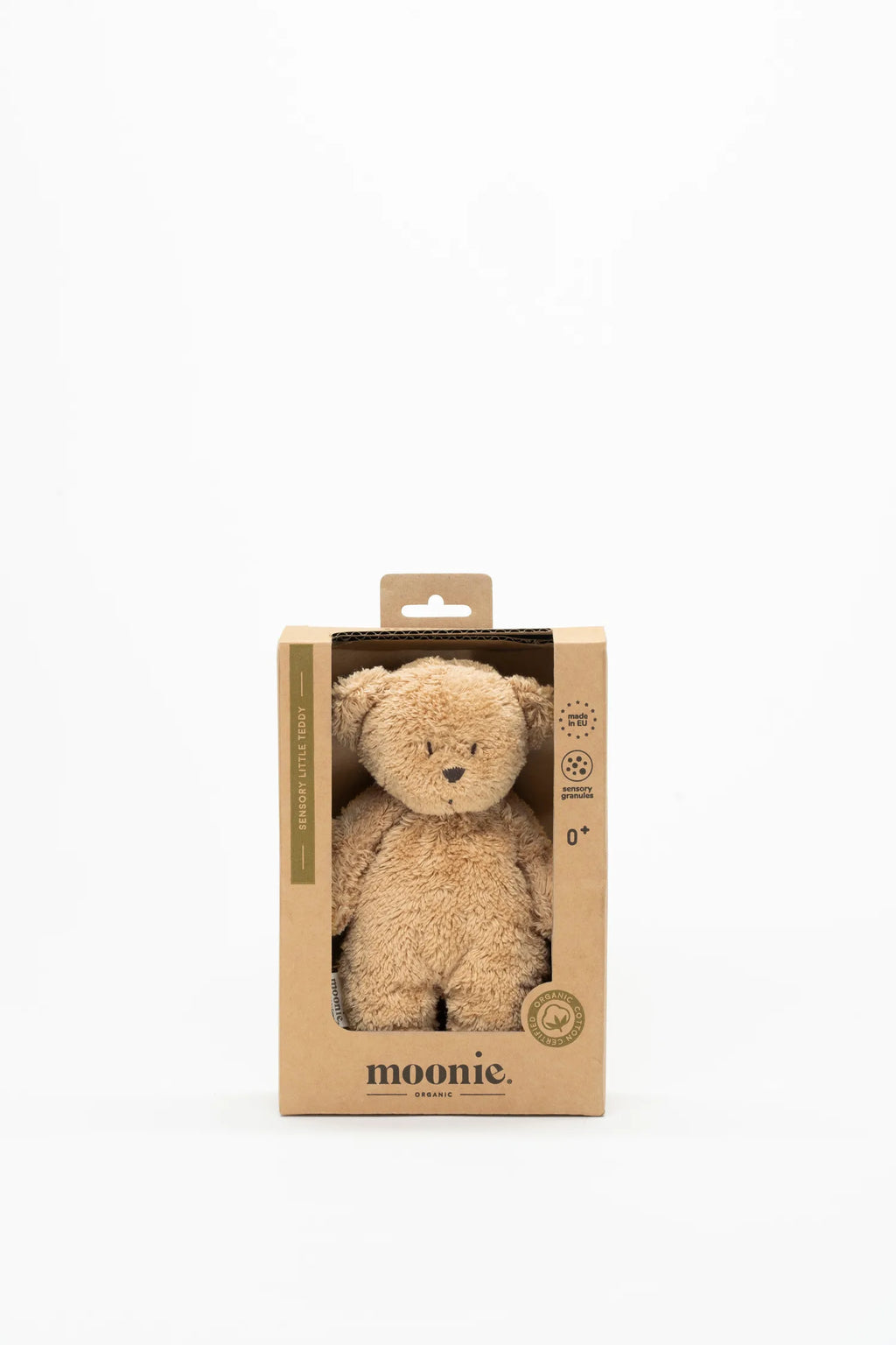 Moonie – Petit Ours sensoriel en coton bio cappuccino