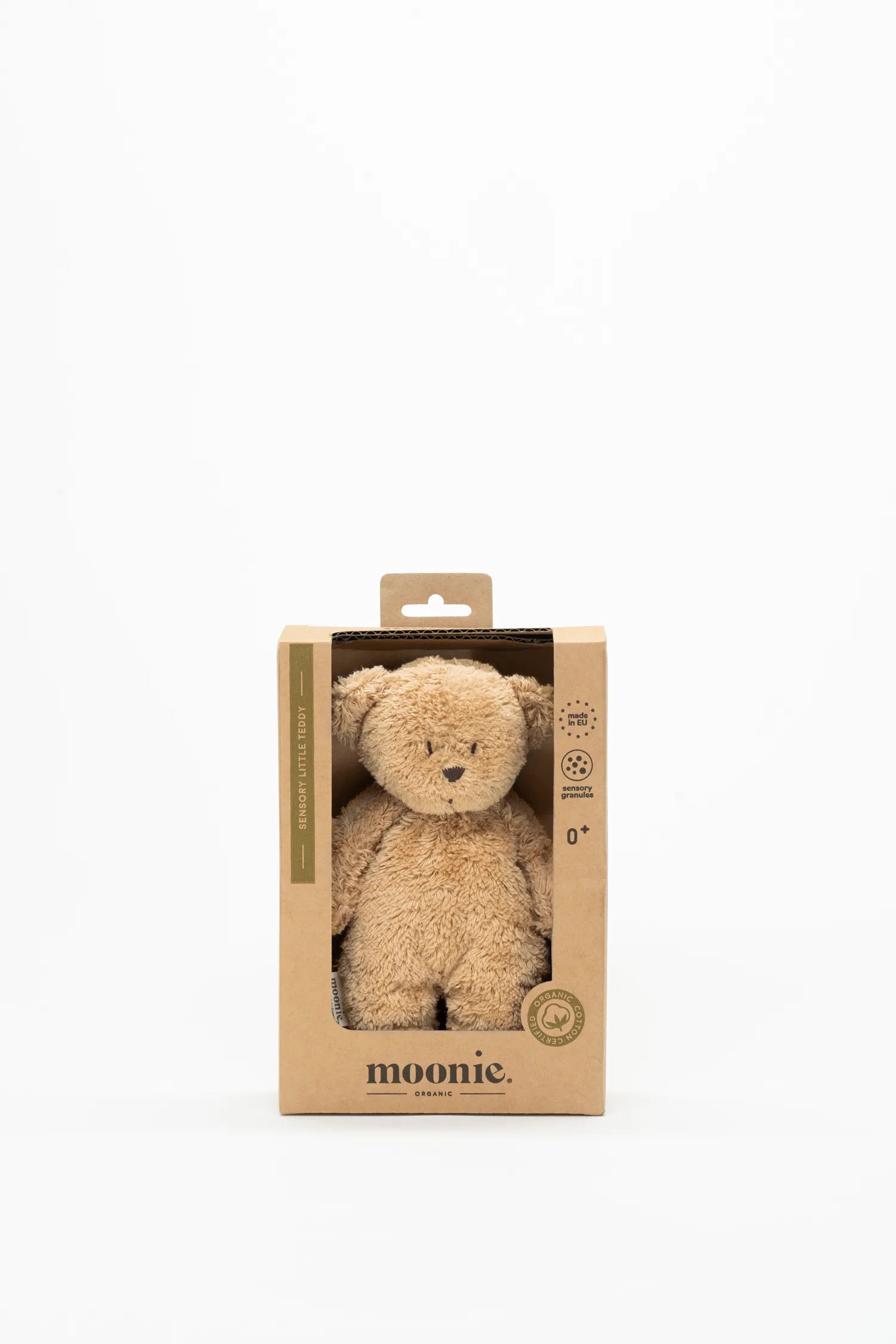 Moonie – Petit Ours sensoriel en coton bio cappuccino