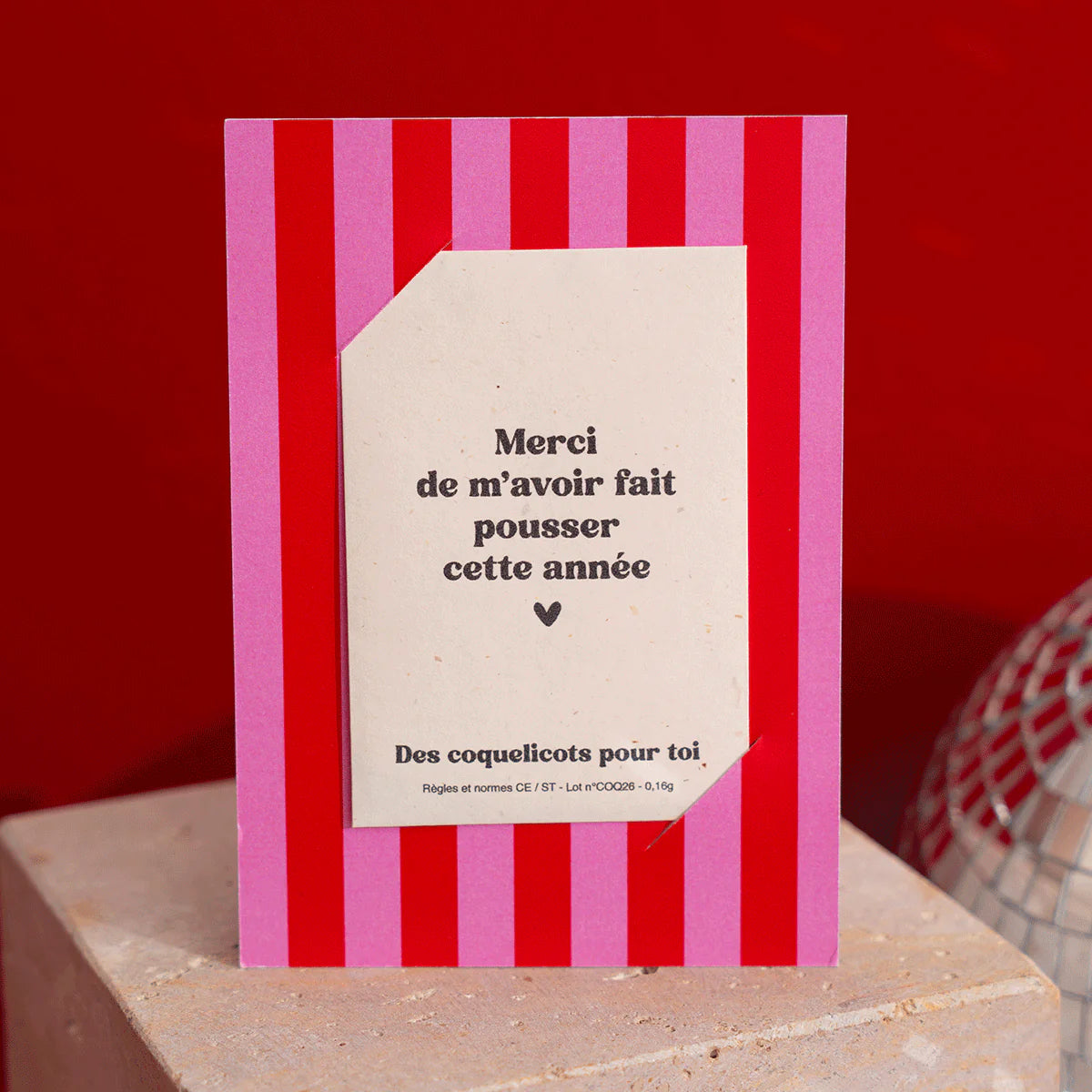 Carte à semer - rayures roses et rouges
