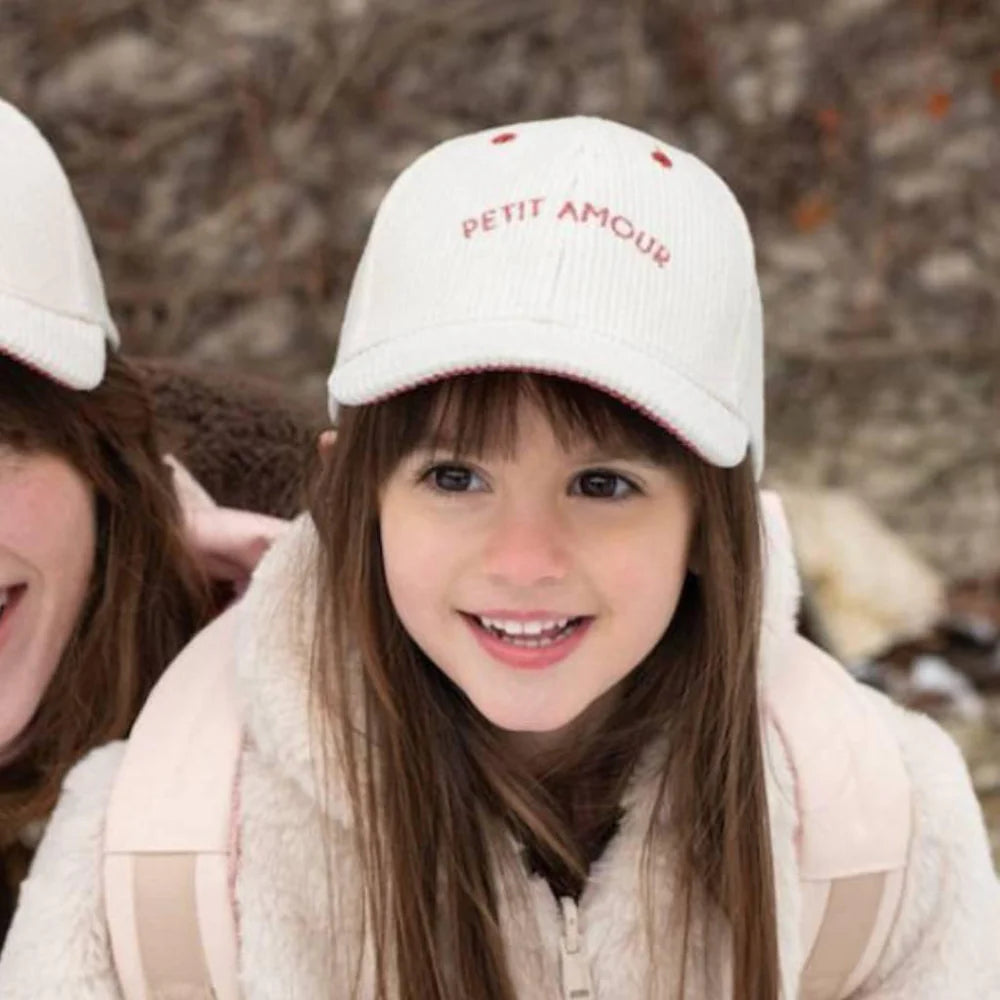 Casquette Velours Petit Amour Crème - 3/6ans