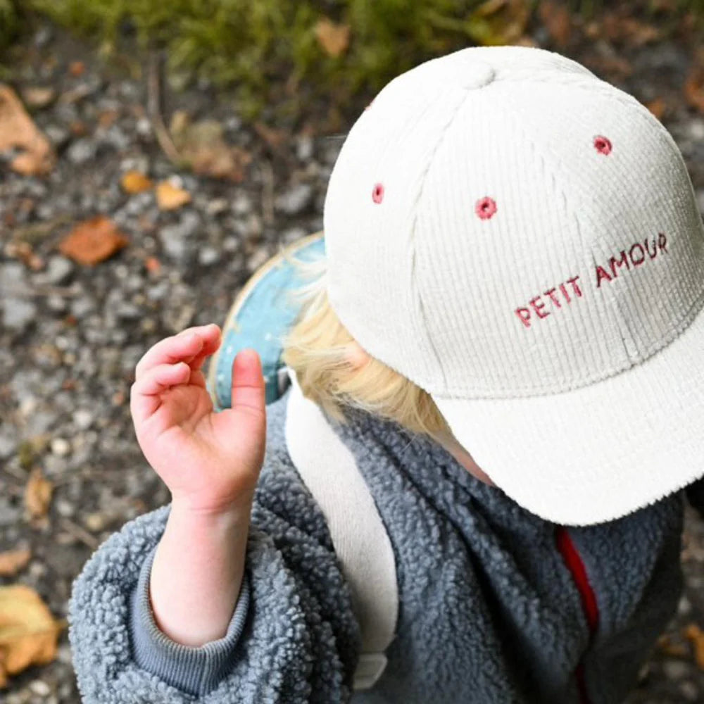 Casquette Velours Petit Amour Crème - 3/6ans