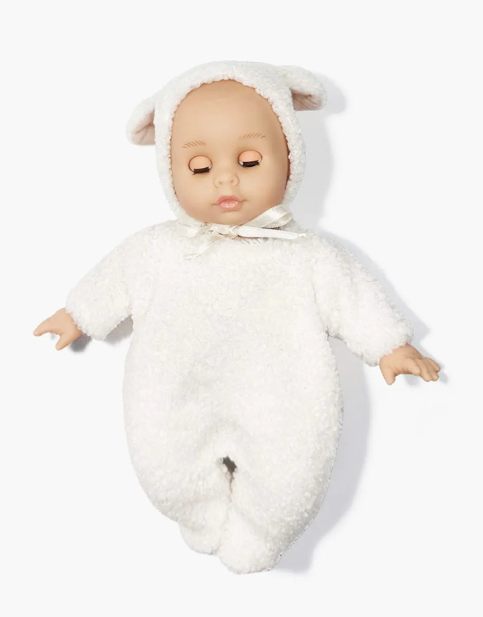 Célestine, babies 26cm aux yeux dormeurs avec son ensemble Lamb écru