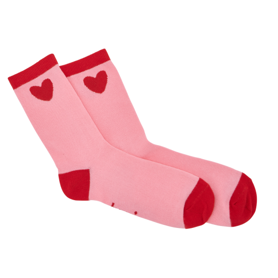 Chaussettes rose coeur rouge