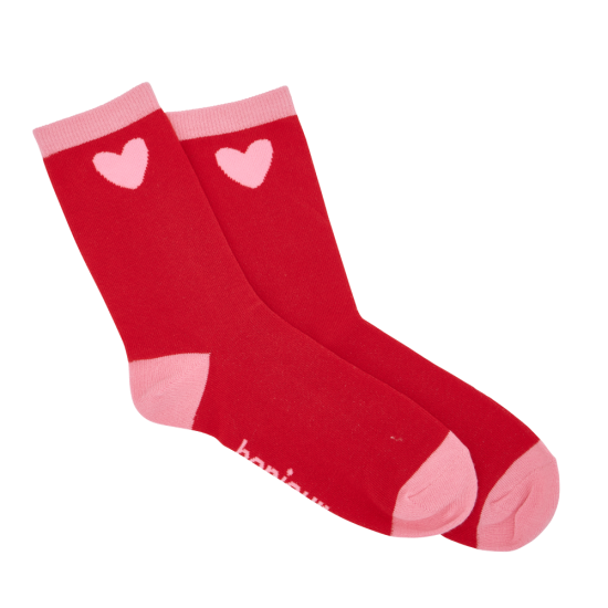 Chaussettes rouge coeur rose