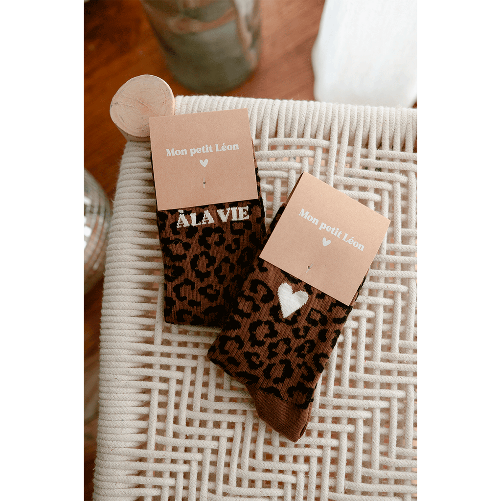 Chaussettes femme léopard - Coeur