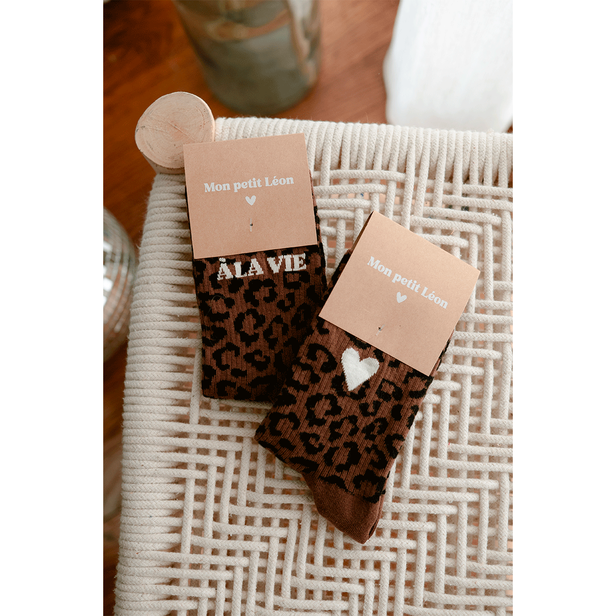 Chaussettes femme léopard - Coeur
