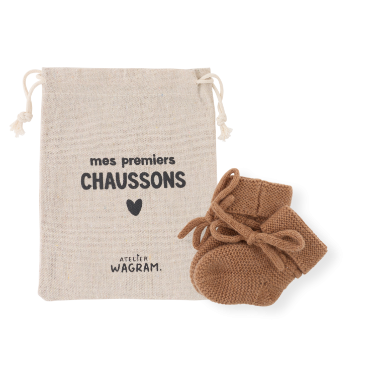 Chaussons tricotés caramel