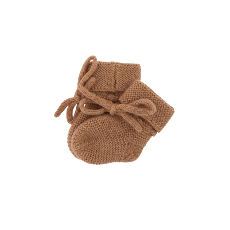 Chaussons tricotés caramel