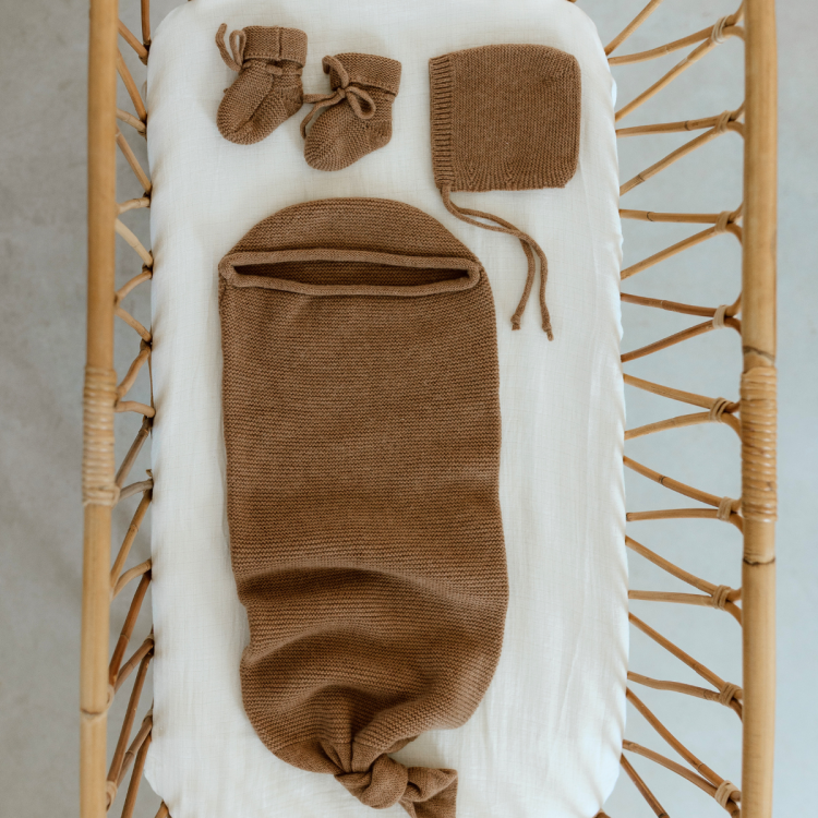Chaussons tricotés caramel