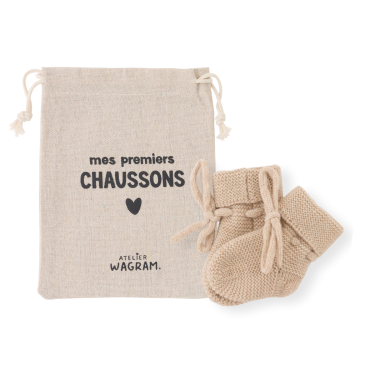 Chaussons tricotés sable