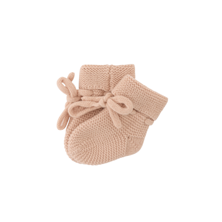Chaussons tricotés vieux rose