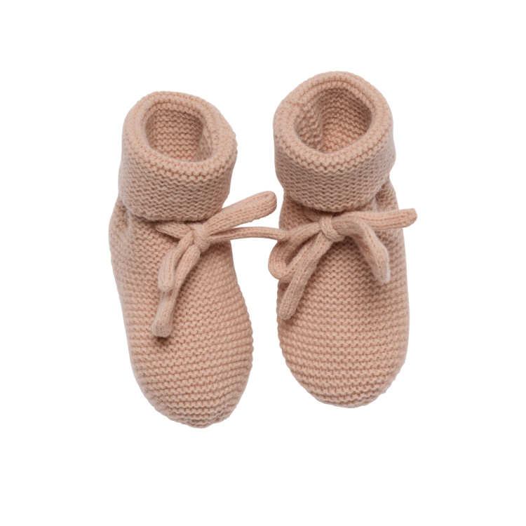 Chaussons tricotés vieux rose