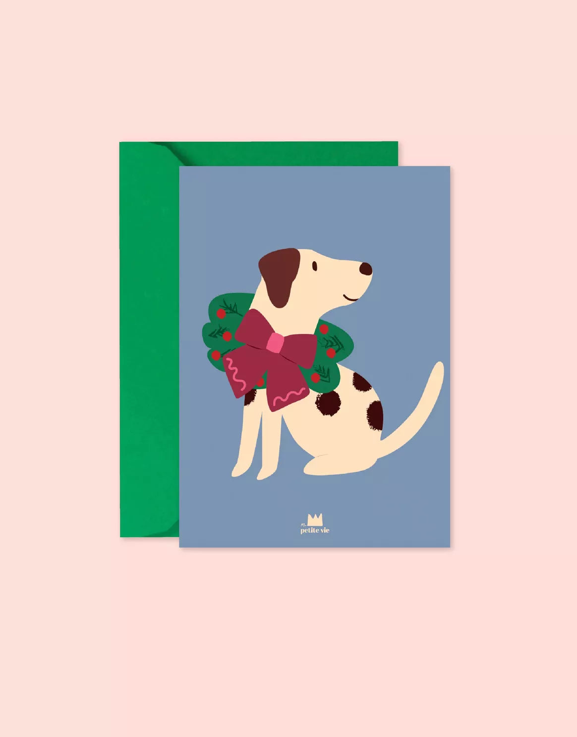 Carte "Noël" : Chien couronné (avec enveloppe)