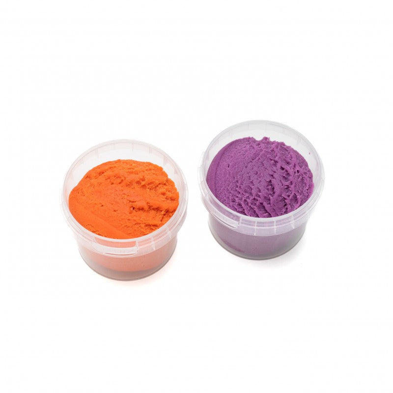 Coffret 2 pots pâte à modeler naturelle & vegan orange + violet