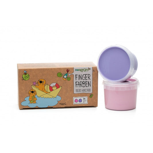 Coffret 2 pots peinture aux doigts naturelle & vegan - rose + violet