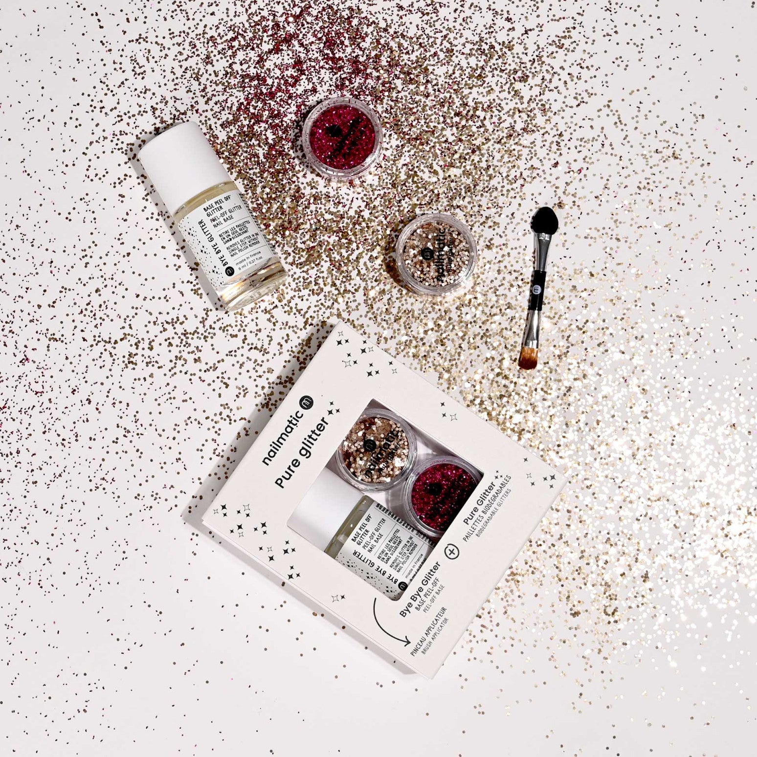 Coffret Paillettes Dorées et Rose Foncé