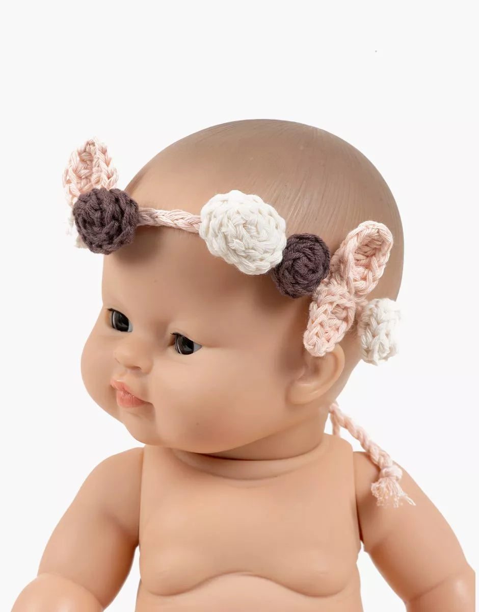 Couronne de fleurs en crochet rose faite main