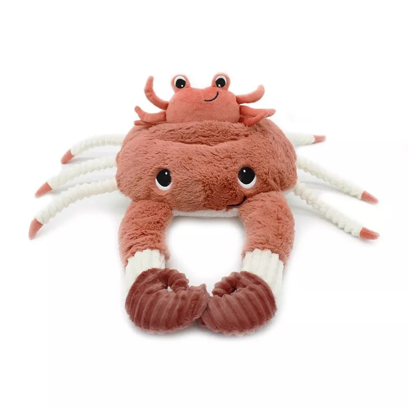 LES PTIPOTOS - PELUCHE CASSECOU LE CRABE MAMAN & BEBE TERRACOTTA - 46CM
