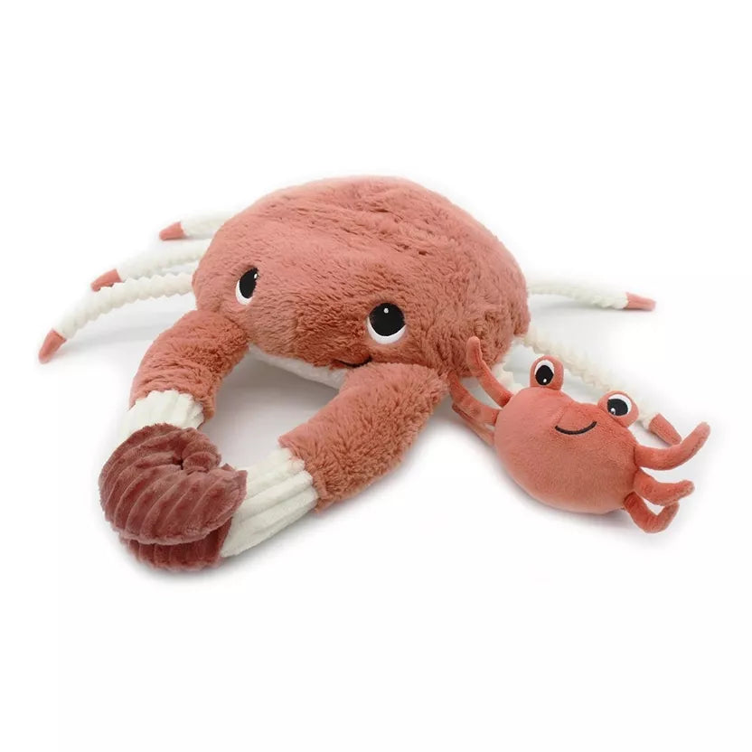 LES PTIPOTOS - PELUCHE CASSECOU LE CRABE MAMAN & BEBE TERRACOTTA - 46CM