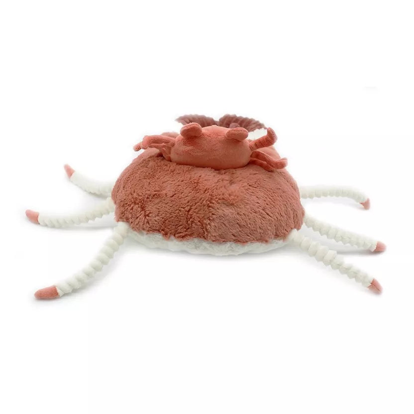 LES PTIPOTOS - PELUCHE CASSECOU LE CRABE MAMAN & BEBE TERRACOTTA - 46CM