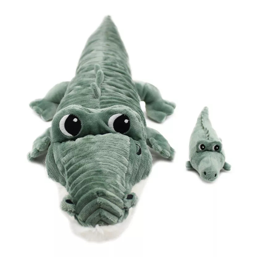 LES PTIPOTOS - PELUCHE CROKETOU LE CROCODILE MAMAN & BEBE VERT