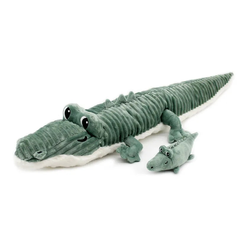 LES PTIPOTOS - PELUCHE CROKETOU LE CROCODILE MAMAN & BEBE VERT