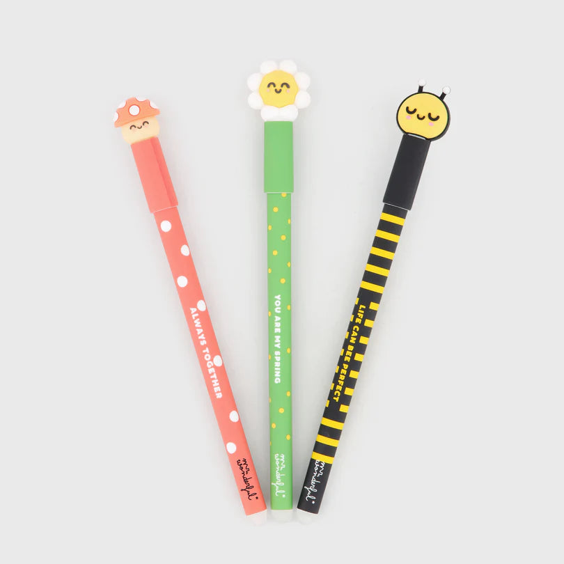 Lot de 3 Bo-Bos effaçables - Daisy Bee et Mushroom