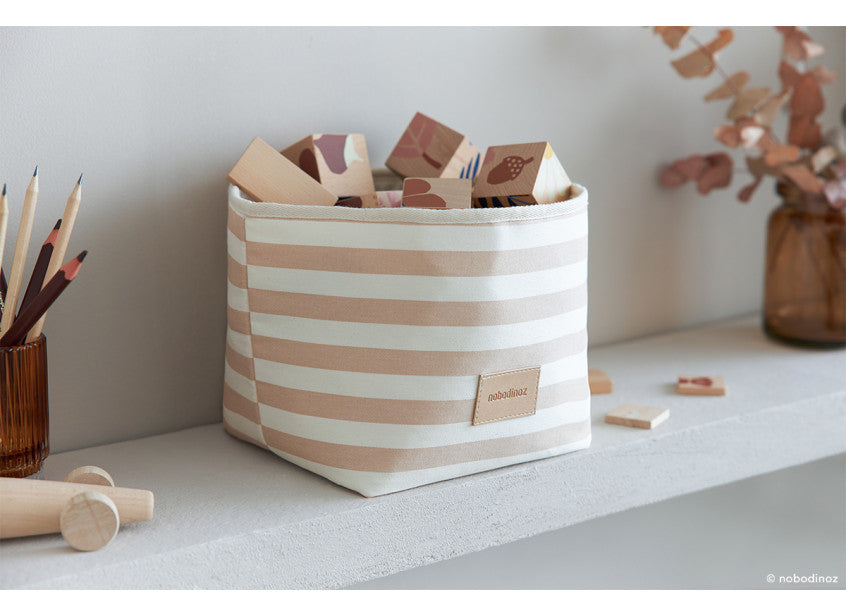 Panier à jouets Little Django • taupe stripes natural
