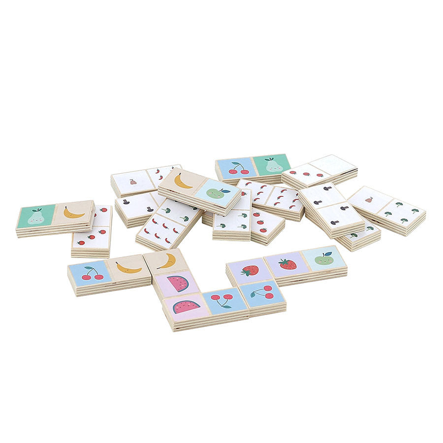 Dominos en bois, Fruits et légumes