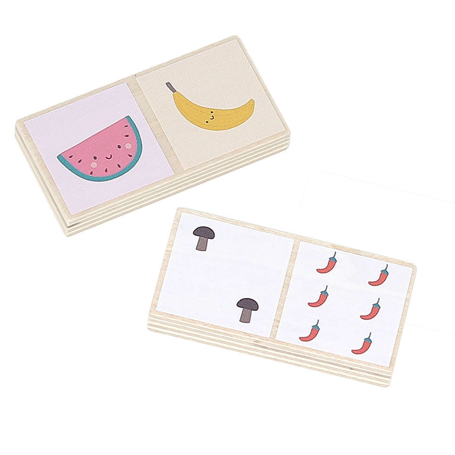 Dominos en bois, Fruits et légumes