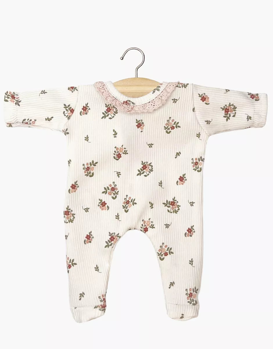 Babies – Dors bien Camille en maille côtelée Petites fleurs rose avec dentelle