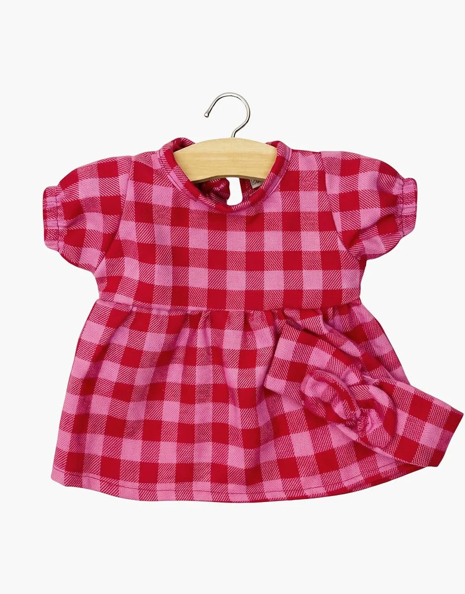 Babies – Robe Faustine et son headband en flanelle Vichy cerise