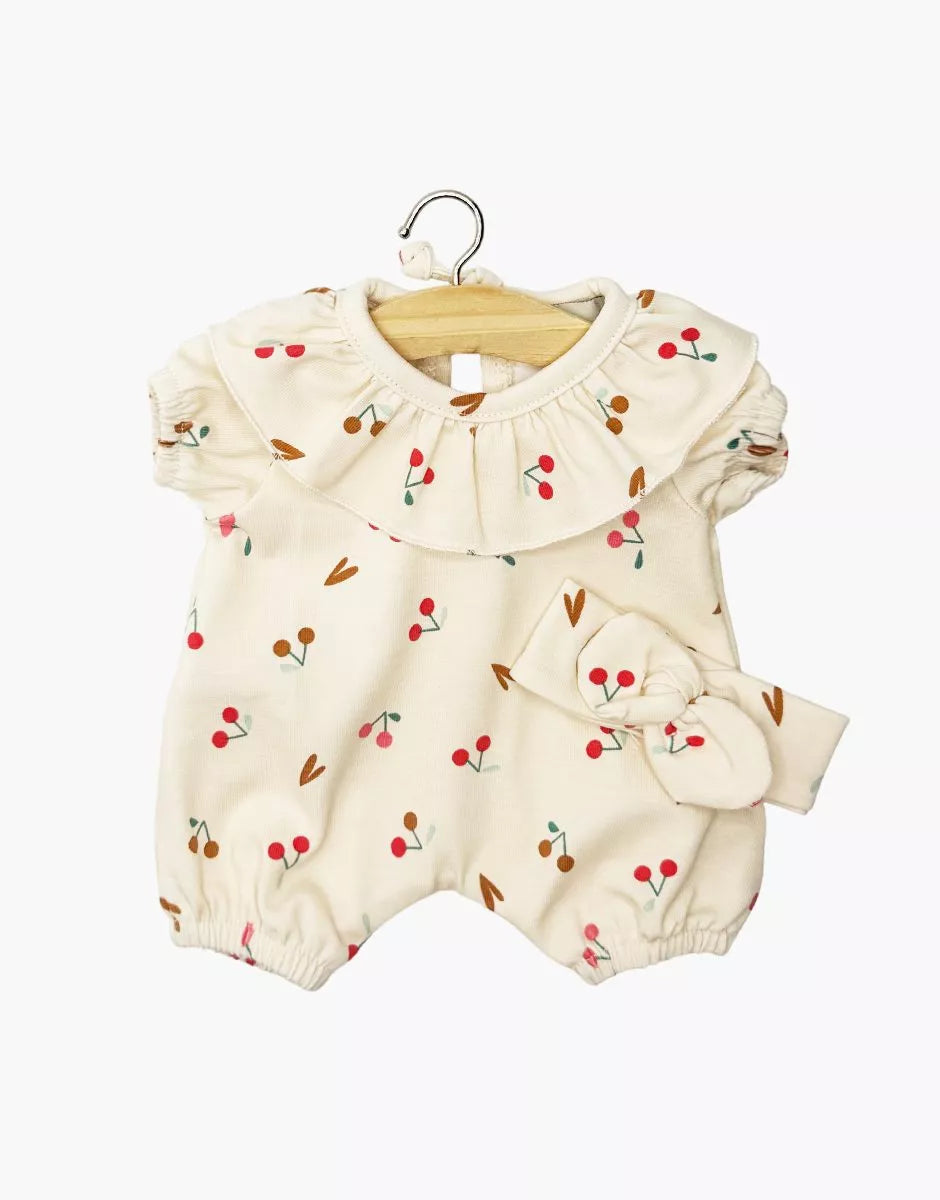 Cuties - Barboteuse Eva et son headband en jersey Cherries - Minikane