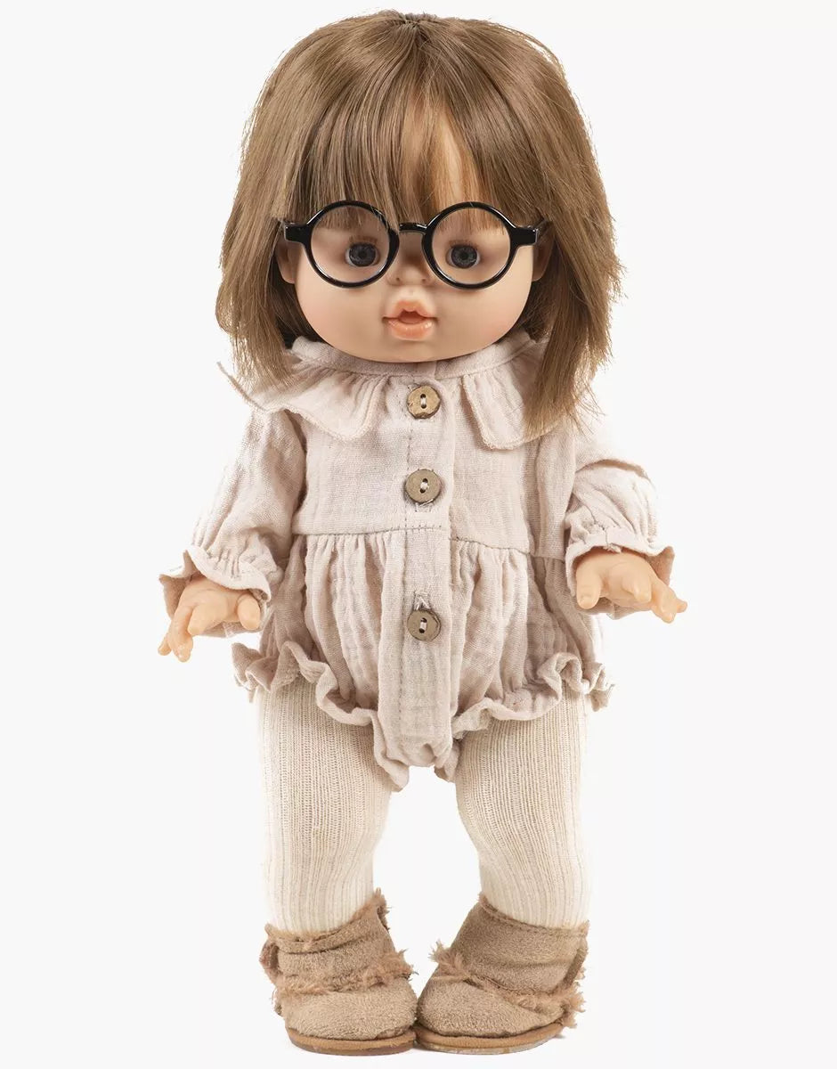 Barboteuse Léonore à manches longues en gaze de coton mastic - MINIKANE