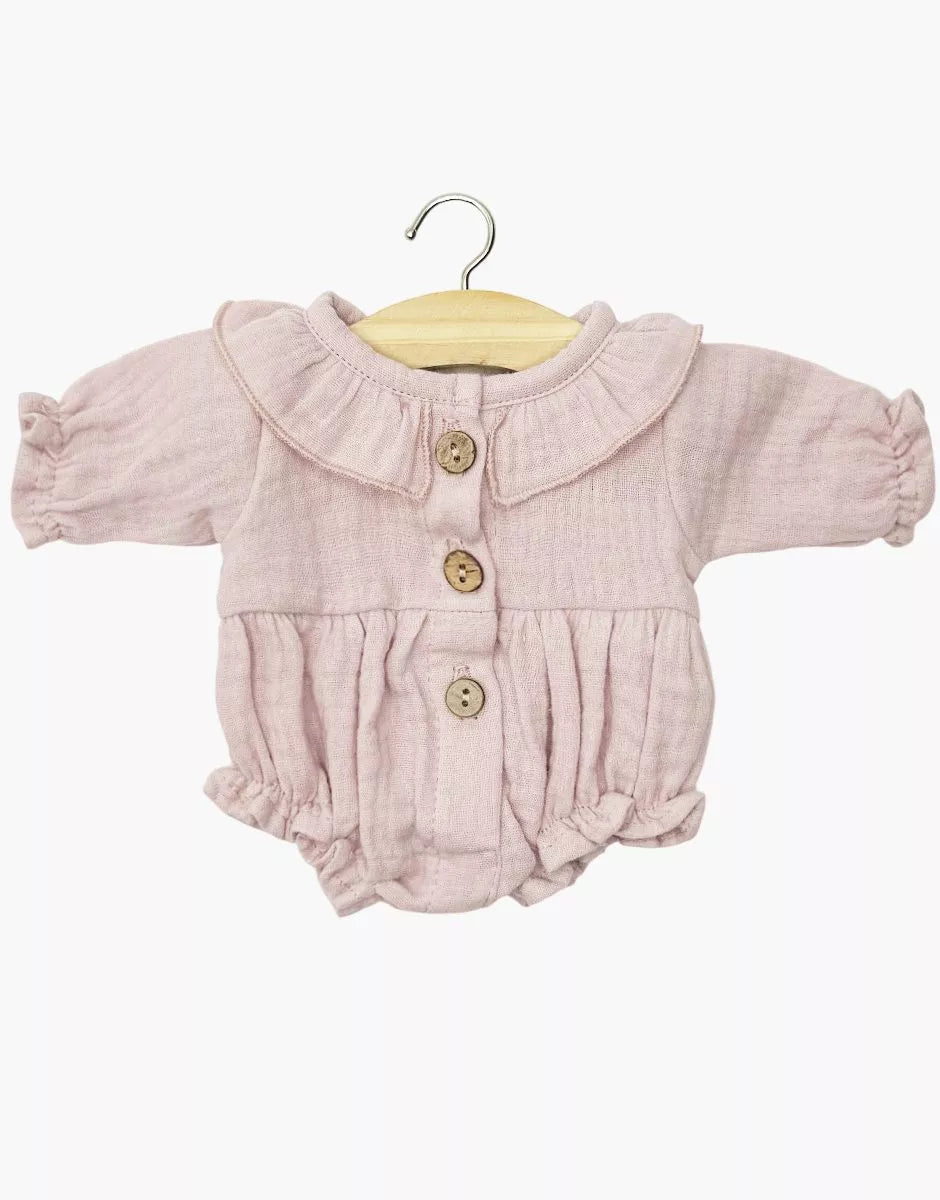 Barboteuse Léonore à manches longues en gaze de coton Rose Orchidée - MINIKANE